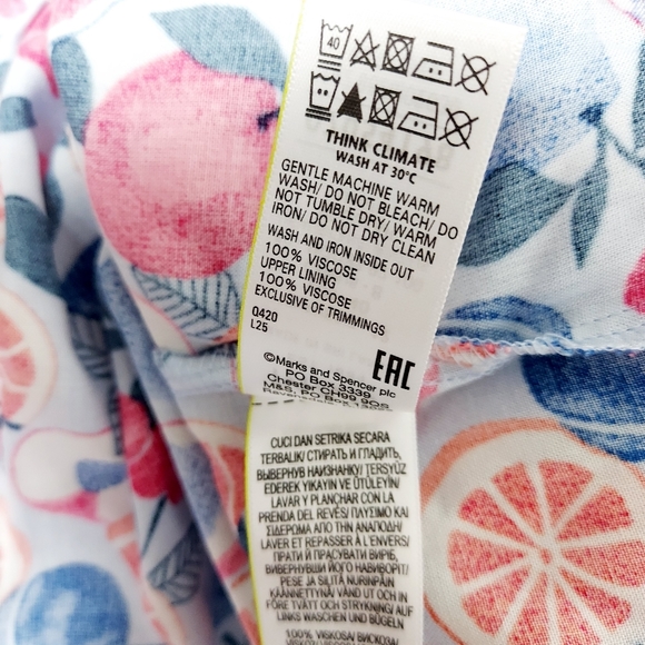 Marks & Spencer Blue Red Fruit Print Strappy Midi Dress BNWT Size 12 - Picture 9 of 9